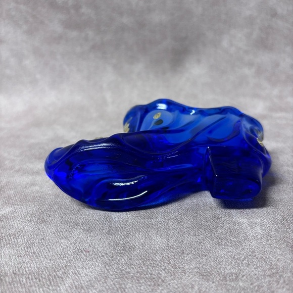 Vintage Fenton Cobalt Blue Hand Painted Signed  Glass Shoe - Picture 3 of 6